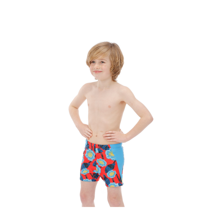 Boy’s Swim Shorties – Floral Blue